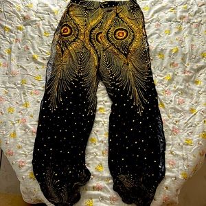 Navy Blue Genie Haram Pants with Side Slit